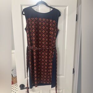 Ann Taylor Red and Blue Diamond Midi Dress